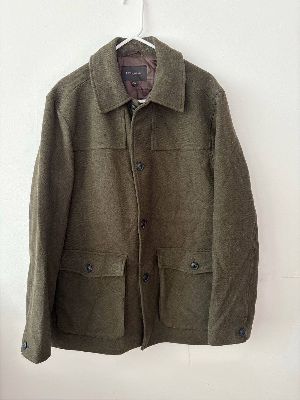Banana Republic Wool Blend Quilted Lined Donkey Coat Jacket Men’s Olive